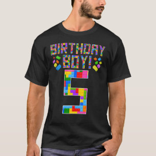 Schattige 5e verjaardag 5 jaar oude blokbouwende t-shirt