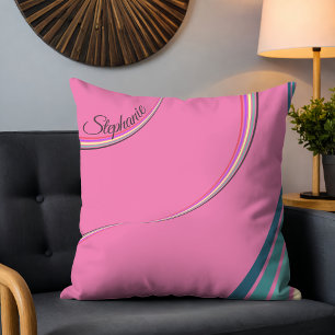 Schattige 70s Retro Chic Stripes Gepersonaliseerd Kussen