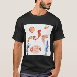 Schattige 8-Bit Vis Awesome Dier 8Bit Huisdier Aqu T-shirt