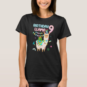 Schattige 9e verjaardag Lama 9 jaar oud gethematis T-shirt