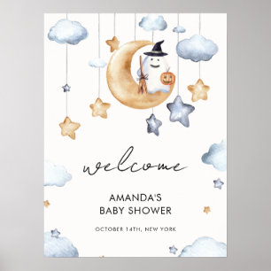 Schattige A Little Boo Moon Stars Baby shower Welk Poster