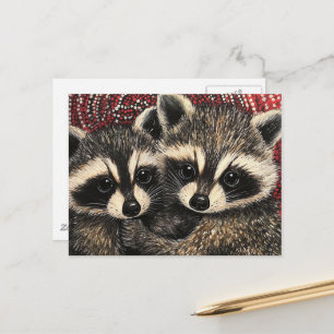 Schattige Aandoenlijke Baby Wasberen Schilderen Ro Briefkaart