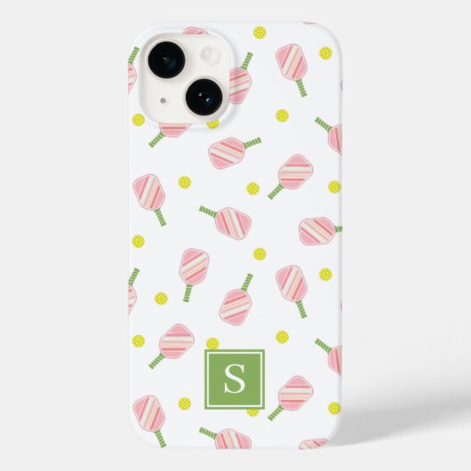 Schattige Aangepast Monogram Pickleball Pattern Case-Mate iPhone Case (Achterkant)