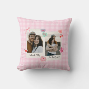 Schattige Aangepast paar Foto's en Tekst Gift Kussen