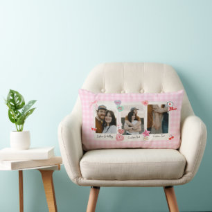 Schattige Aangepast paar Foto's en Tekst Gift Kussen