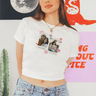 Schattige Aangepast paar Foto's en Tekst Gift T-shirt
