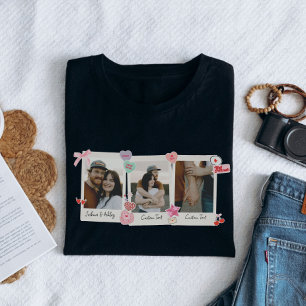 Schattige Aangepast paar Foto's en Tekst Gift T-shirt