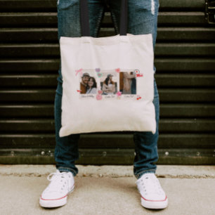 Schattige Aangepast paar Foto's en Tekst Gift Tote Bag