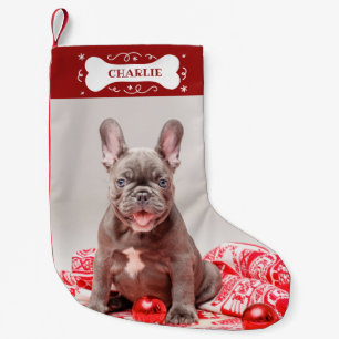 Schattige aangepaste foto huisdier hond kleine kerstsok