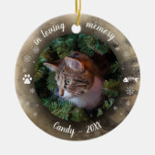 Schattige aangepaste foto van Rustic Pet Memorial Keramisch Ornament (Voorkant)