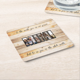 Schattige aangepaste gezinsfoto  vierkante kartonnen onderzetter