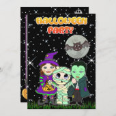 Schattige aangepaste Halloween uitnodiging (Voorkant / Achterkant)