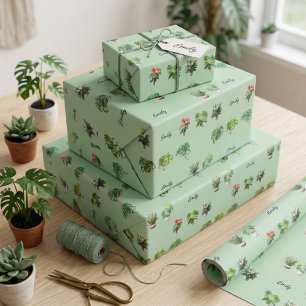 Schattige Aangepaste Naam Plantenliefhebber Cadeaupapier