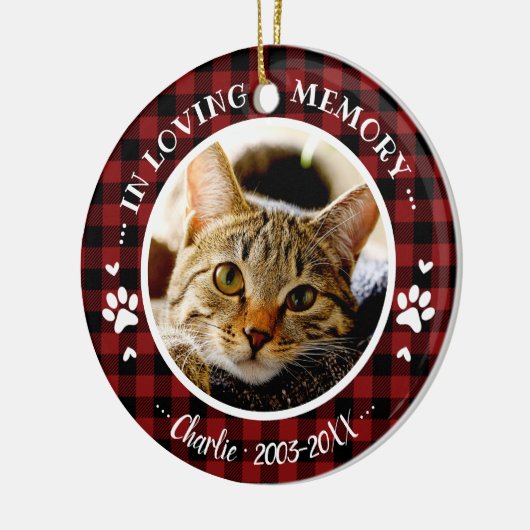 Schattige aangepaste Rustige Cat Pet-foto Keramisch Ornament (Links)