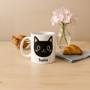 Schattige aangepaste zwarte kat Mok