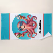 Schattige aanpasbaar octopusijs strandlaken (Voorkant)