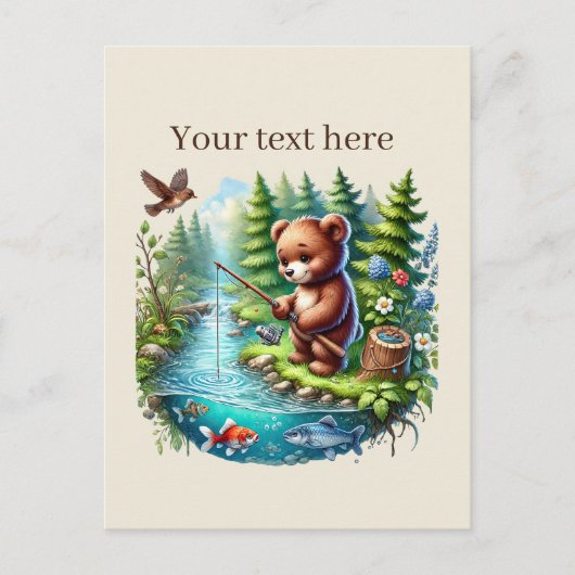 Schattige aanpasbaar visserij-beer briefkaart (Voorkant)