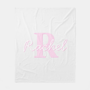 Schattige aanpasbare monogram Roze ombre en grij Fleece Deken