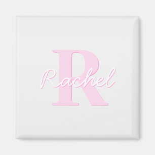 Schattige aanpasbare monogram Roze ombre en grij Magneet