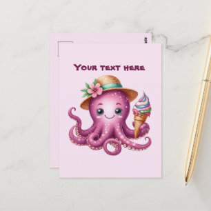 Schattige aanpasbare strand octopus briefkaart