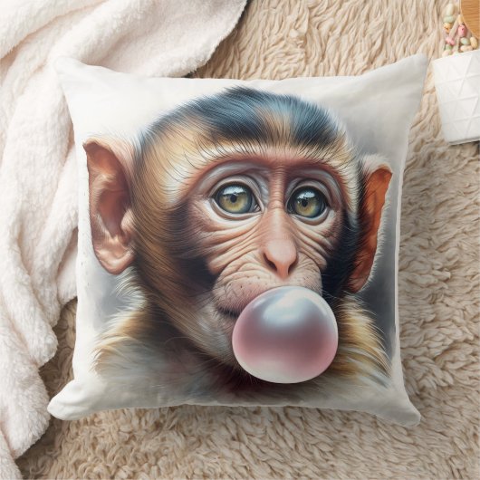Schattige Aap Blowing Bubbles Bubble Gum Kussen (Deken)