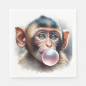Schattige Aap Blowing Bubbles Bubble Gum Servet (Voorkant)