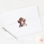 Schattige Aap Blowing Bubbles Bubble Gum Vierkante Sticker (Envelop)