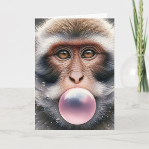 Schattige aap die bubbels blaast Bubble Gum Blank Kaart