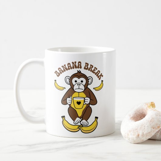 Schattige Aap Drink Koffie - Banana Break Koffiemok (Met donut)