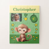 Schattige Aap Fotonaam Groen Geel kinder Legpuzzel (Verticaal)