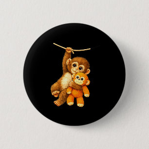 Schattige aap slaat baby  ronde button 5,7 cm