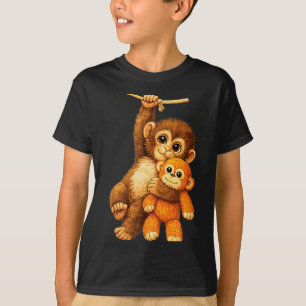 Schattige aap stomp knuffel buddy knuffel omhelzin t-shirt