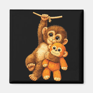 Schattige aap stomp knuffel knuffel omhelzing magneet