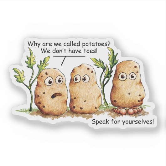 Schattige Aardappeltenen Grappig Aardappelwoordje Sticker (Voorkant)