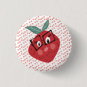 Schattige aardbei Cartoon handgetekende Doodle Ronde Button 3,2 Cm