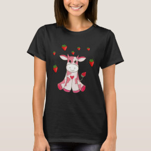 Schattige Aardbei Koe Vrucht T-shirt