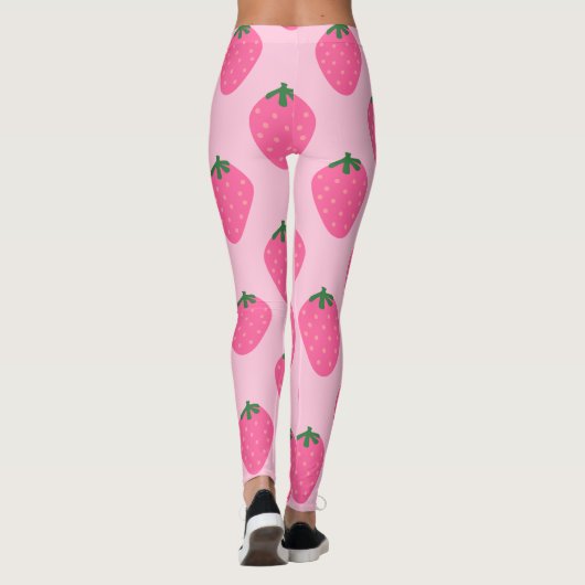 Schattige aardbei l Roze en groen l Fun design Leggings (Achterkant)