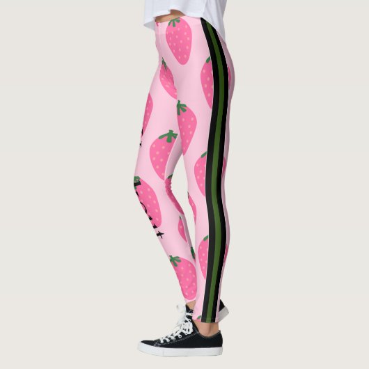Schattige aardbei l Roze en groen l Fun design Leggings (Links)
