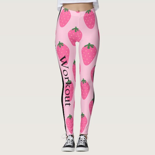 Schattige aardbei l Roze en groen l Fun design Leggings (Voorkant)