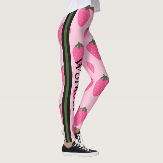 Schattige aardbei l Roze en groen l Fun design Leggings (Rechts)