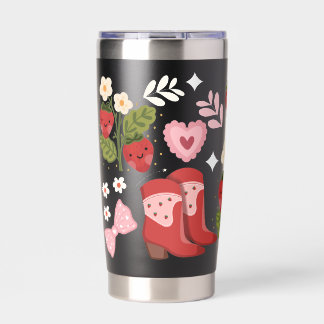 Schattige aardbeien-cowgirl tumbler | Westerse blo Geïsoleerde Drinkbeker