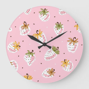 Schattige Aardbeien Fruit Behang Grote Klok