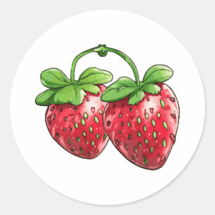 schattige aardbeien ronde sticker