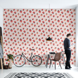 Schattige aardbeienpatroon naadloos behang
