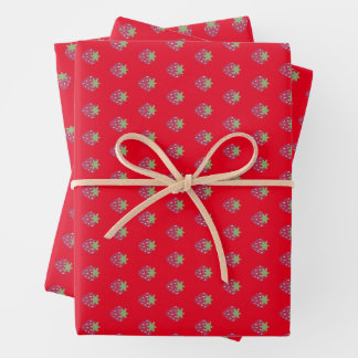 Schattige aardbeienpatroon rood inpakpapier vel