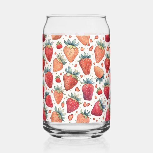 Schattige aardbeienroze patroon blikvorm glas (Voorkant)