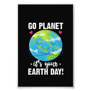 Schattige Aarde Dag Ga Planeten Het Is Jouw Aarde Foto Afdruk