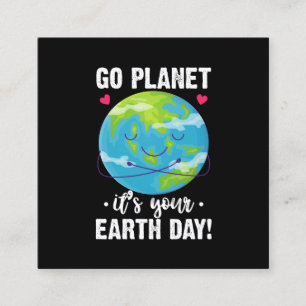 Schattige Aarde Dag Ga Planeten Het Is Jouw Aarde Vierkante Visitekaartje