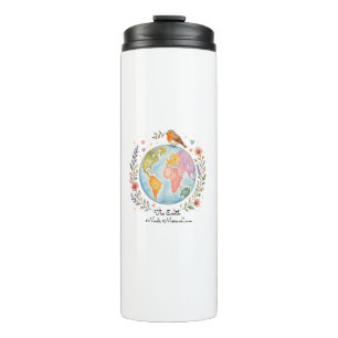 Schattige Aarde Dag Thermische Waterverf Tumbler - Thermosbeker