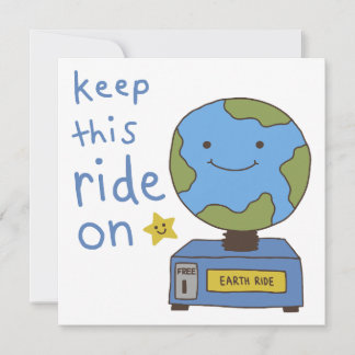 Schattige Aarde Houd Deze Rit Aan Save De Planeet Feestdagenkaart
